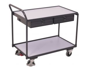 Wózek stołowy ESD z 2 powierzchniami użytkowymi i 2 szufladami